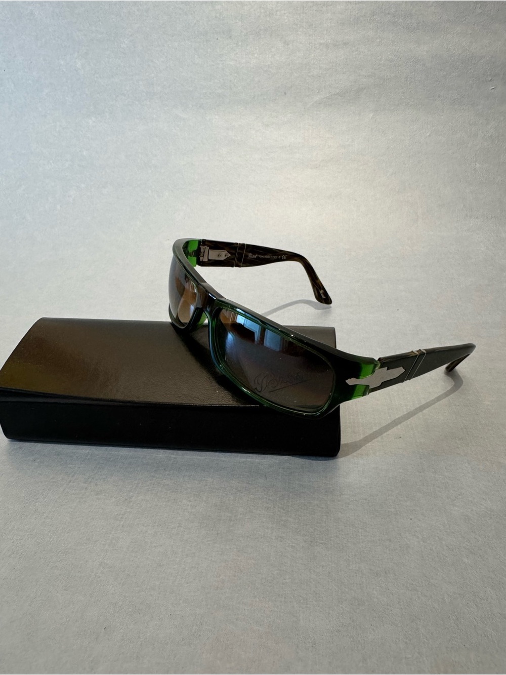 Persol Green and Black Wrap Sunglasses